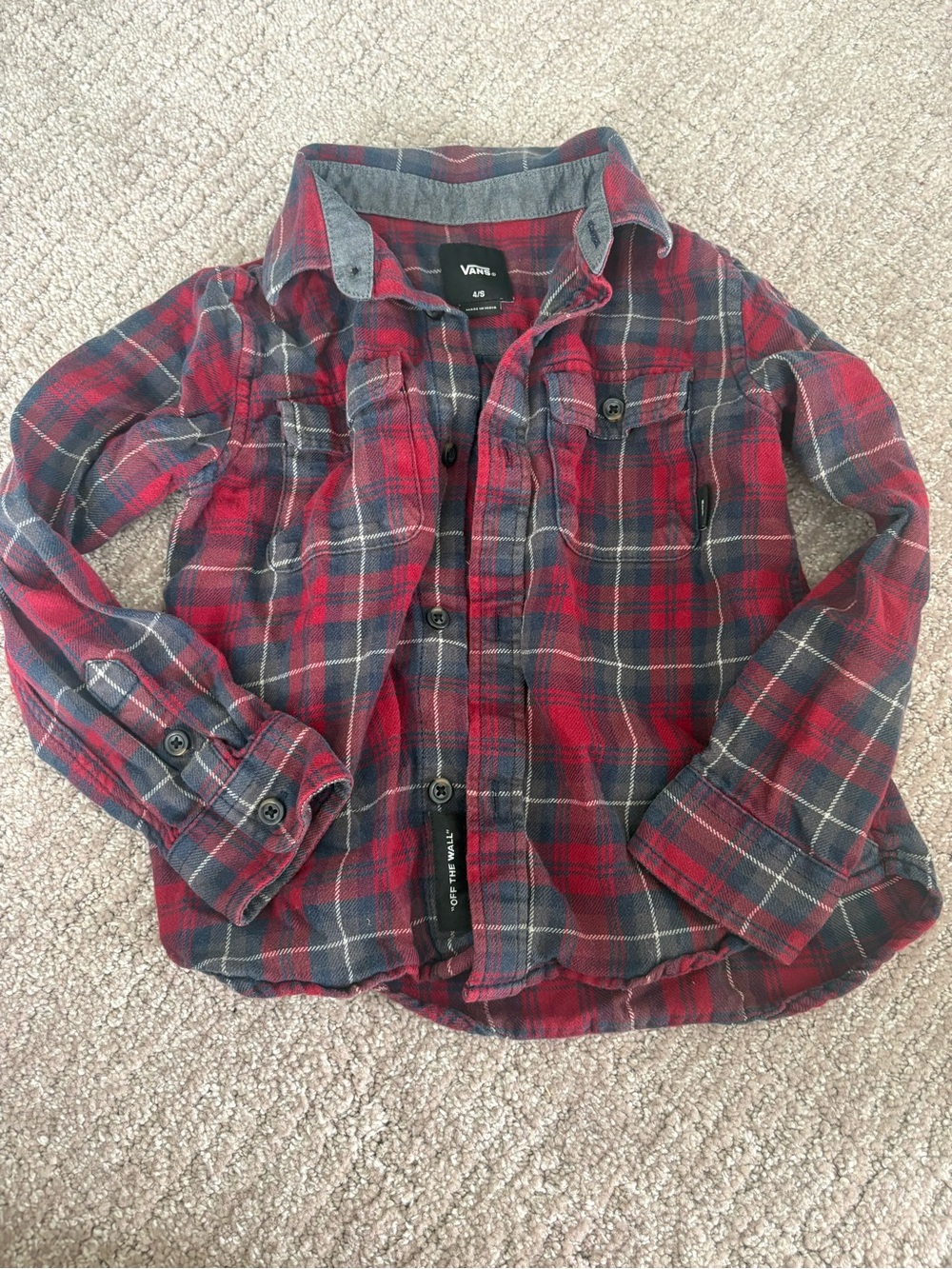 Vans Red and Navy Plaid Flannel Shirt